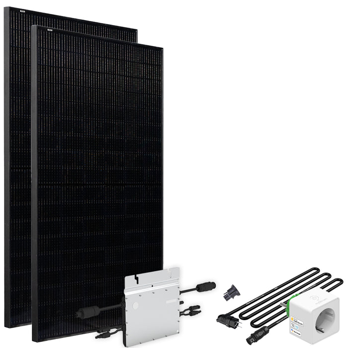 Solar-Direct 820W HM-800 Balkonkraftwerk Full Black Schukosteckdose - 15m - Ohne Halterung mit Stromzähler