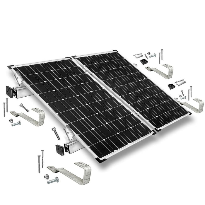 Befestigungs-Set für 2 Solarmodule - für Biberschwanz Ziegel für Solarmodule mit 40mm Rahmenhöhe