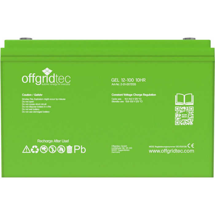 Offgridtec® 100Ah C10 GEL Akku 12V B-Ware