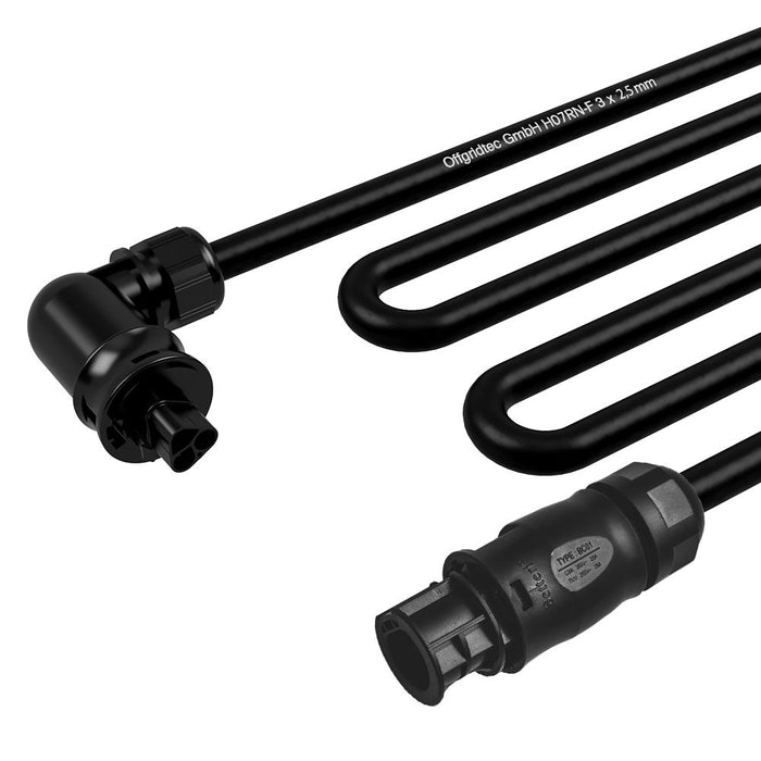 AC Verlängerungskabel 5m mit Betteri BC01 Buchse zu Wieland RST20I3S gewinkelt