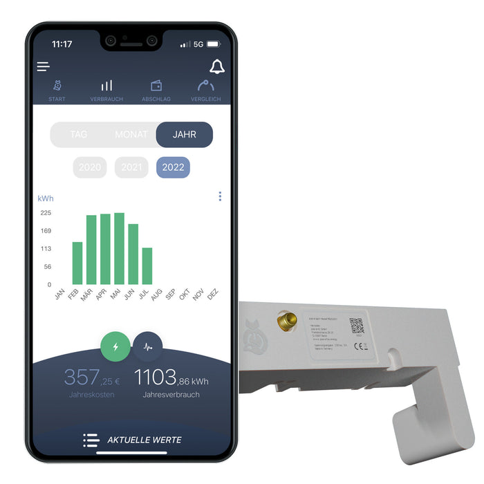 powerfox WLAN-Stromzählerausleser poweropti+ PB202001 für eBZ und EasyMeter Zähler, inkl. Smartphone-App