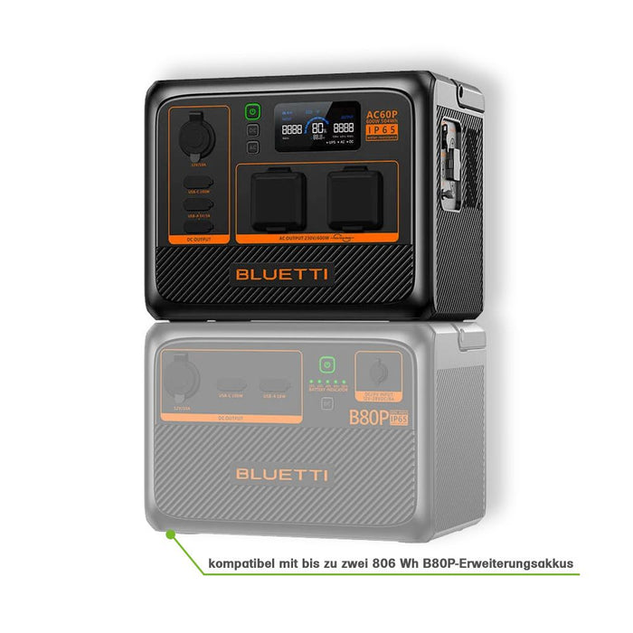 Bluetti AC60P Powerstation 504Wh 600W 1200W-Power-Lifting - 0% MwSt (Angebot gemäß§12 Abs.3 UstG)