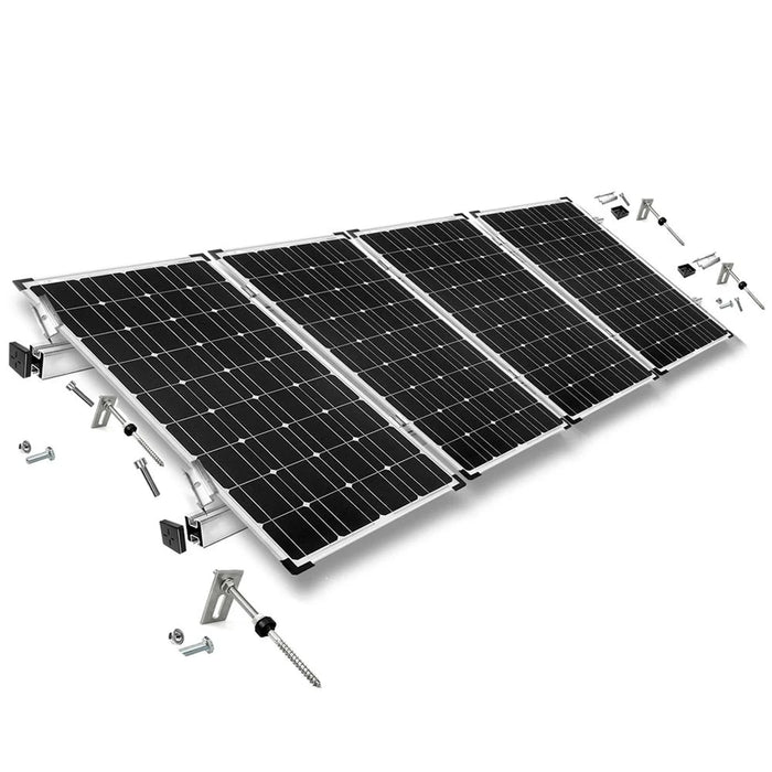 Befestigungs-Set für 4 Solarmodule - Wellethernit- und Blechdach für Solarmodule mit 40mm Rahmenhöhe