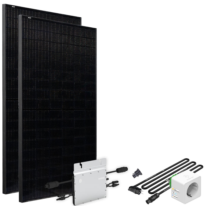 Solar-Direct 820W HM-800 Balkonkraftwerk Full Black Schukosteckdose - 15m - Ohne Halterung mit Stromzähler - 0% MwSt (Angebot gemäß§12 Abs.3 UstG)