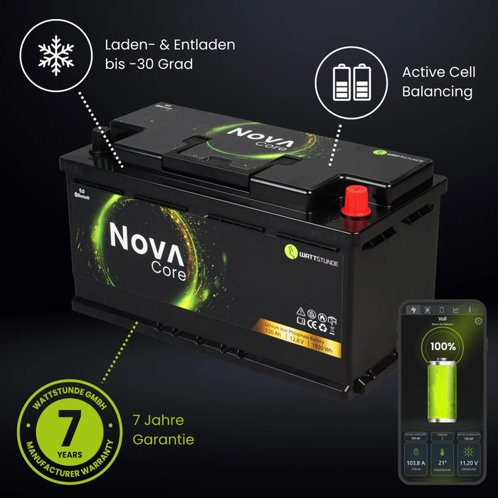 WATTSTUNDE® NOVA Core 150Ah Batterie LiFePO4 - 0% MWST (ANGEBOT GEMÄSS§12 ABS.3 USTG)