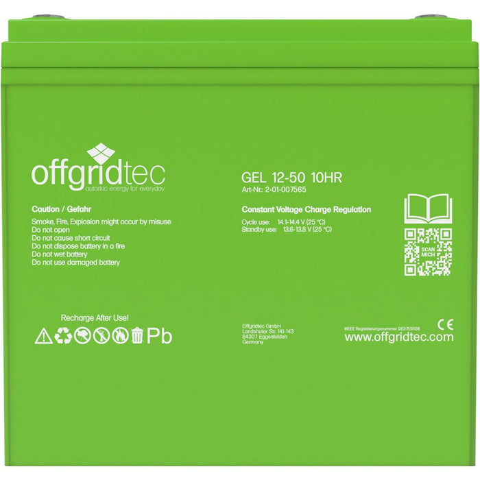 Offgridtec® 50Ah C10 GEL Akku 12V
