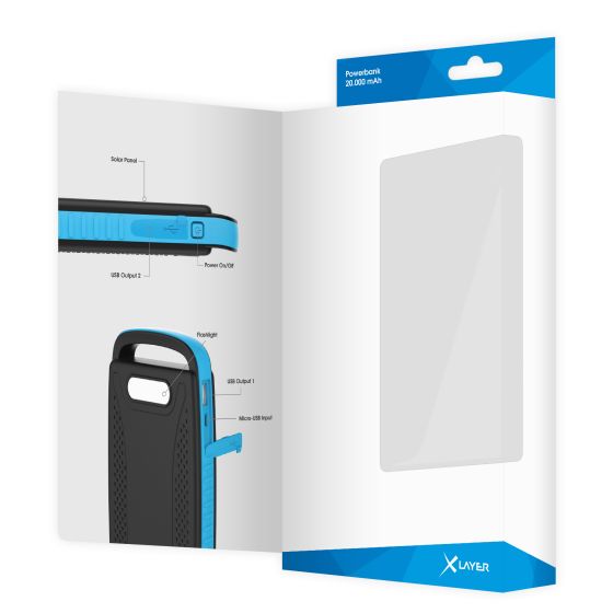 Powerbank PLUS Solar 20.000 mAh Black/Blue