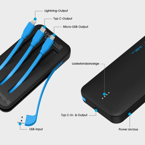Powerbank PLUS All-in-One PD 18W 10.000 mAh Black