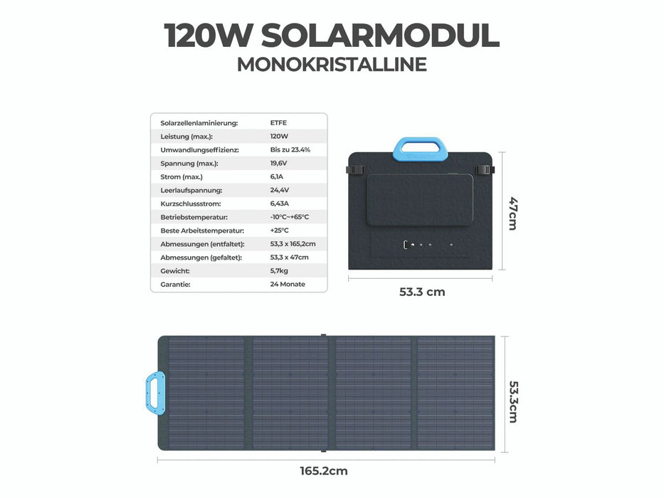 Bluetti Solarmodul PV120, 120 W faltbares Solarmodul - 0% MwSt (Angebot gemäß§12 Abs.3 UstG)