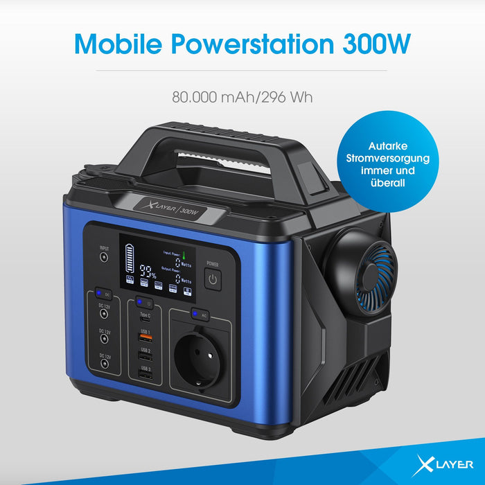 XLayer Mobile Powerstation 300W Black/Blue 80.000 mAh - 0% MwSt (Angebot gemäß§12 Abs.3 UstG)